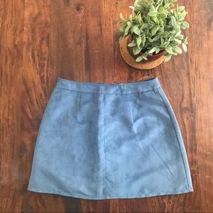 Powder Blue Faux Suede Skirt